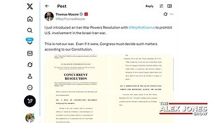 BREAKING: Congressman Thomas Massie Introduces 'Iran War Powers Resolution' Legislation