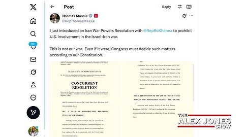 BREAKING: Congressman Thomas Massie Introduces 'Iran War Powers Resolution' Legislation
