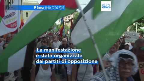 NOTIZIE DAL MONDO Manifestazione a Roma contro la guerra a Gaza;in migliaia al corteo organizzato dai partiti dell'opposizione italiana Partito Democratico,Movimento5Stelle e Sinistra Italiana svolta il 7 giugno 2025