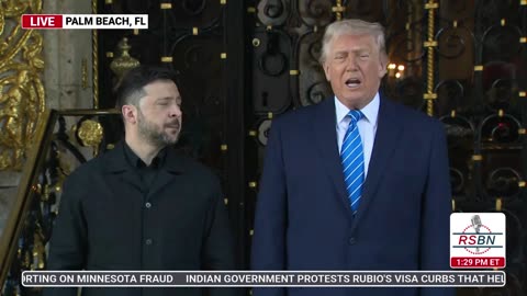 WATCH: President Trump greets Zelensky for their meeting on the Ukraine-Russia war. - 12/28/2025