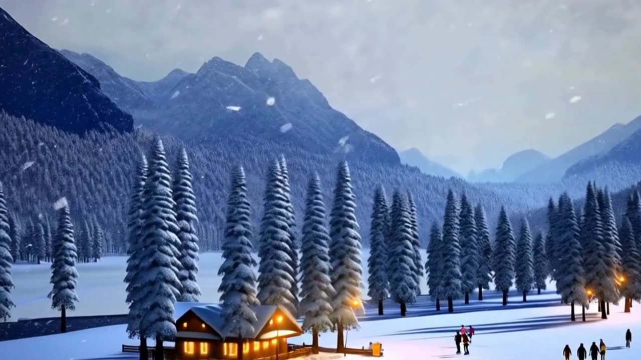 "Winter Wonderland: Cozy Cabin & Frozen Lake in a Snowy Paradise"