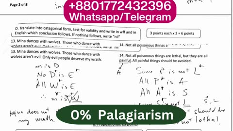 Student Work (Exam) | Logic PHL 2001 Final Exam Logic Solution | Carleton University BA