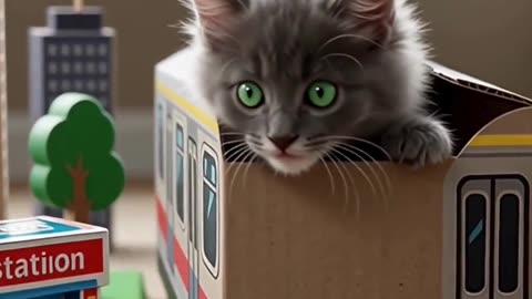 Kitty’s Toy Train Ride 🚂😻 | Adorable Cat Short #Shorts