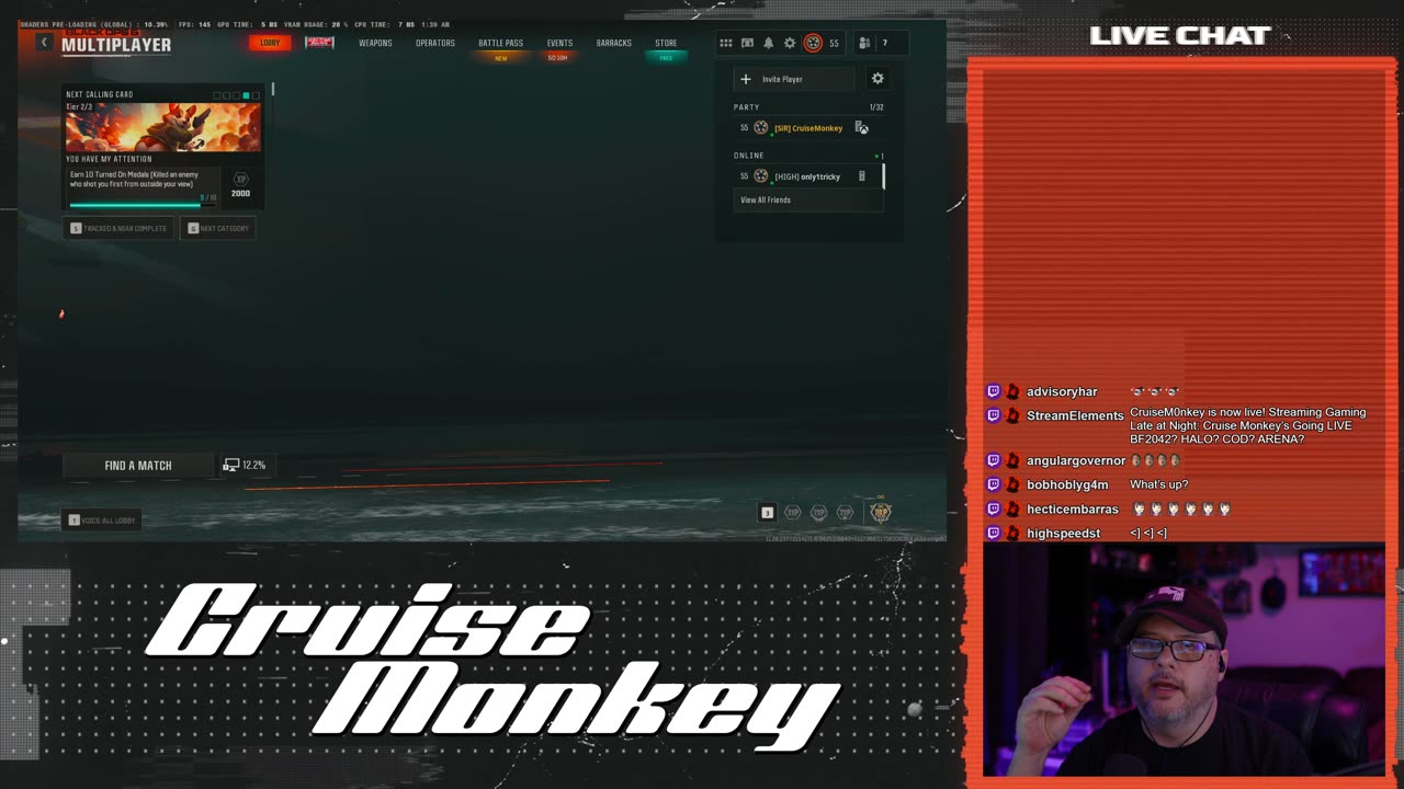 Cruise Monkey’s Going LIVE BF2042? HALO? COD? ARENA?