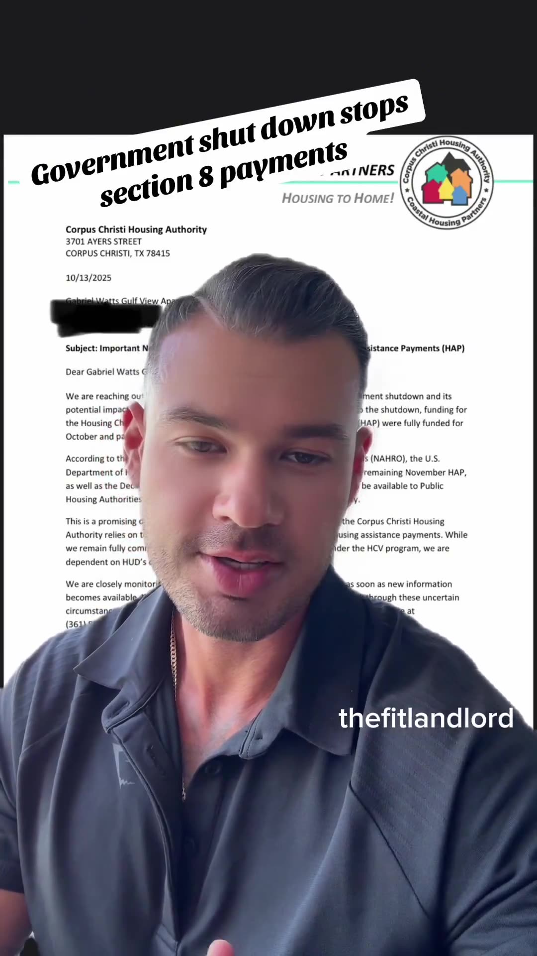 Section 8 payments to be PAUSED due to Dems keeping the government shutdown