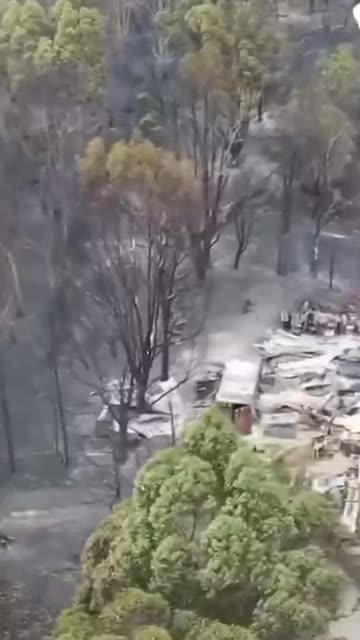 Drone footage shows the aftermath of the extreme wildfires that hit Lockwood just two days ago.