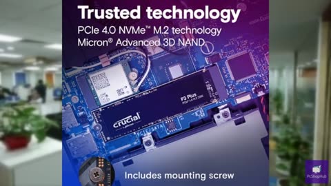 Crucial P3 Plus 1TB PCIe Gen4 3D NAND NVMe M.2 SSD, up to 5000MB/s - CT1000P3PSS