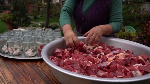 Whole Bull Leg Tushonka Cooking- Can be Stored for 2 Years ( Beef Stew )