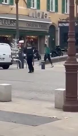 Diversity chimping out with a large knife in hand in the streets of Ajaccio France