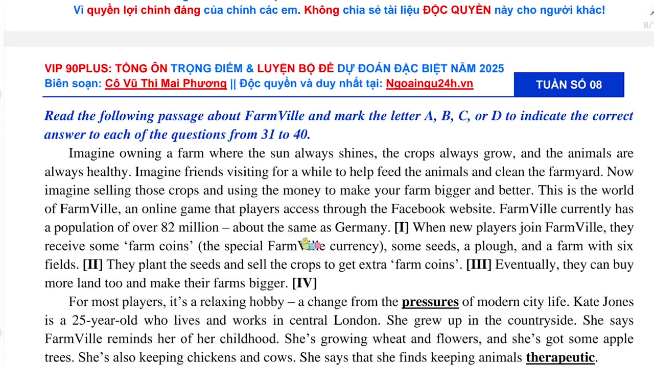 "12. Đề tinh hoa - Dự đoán đặc biệt cho kì thi THPT 2025 Đề số 02 "