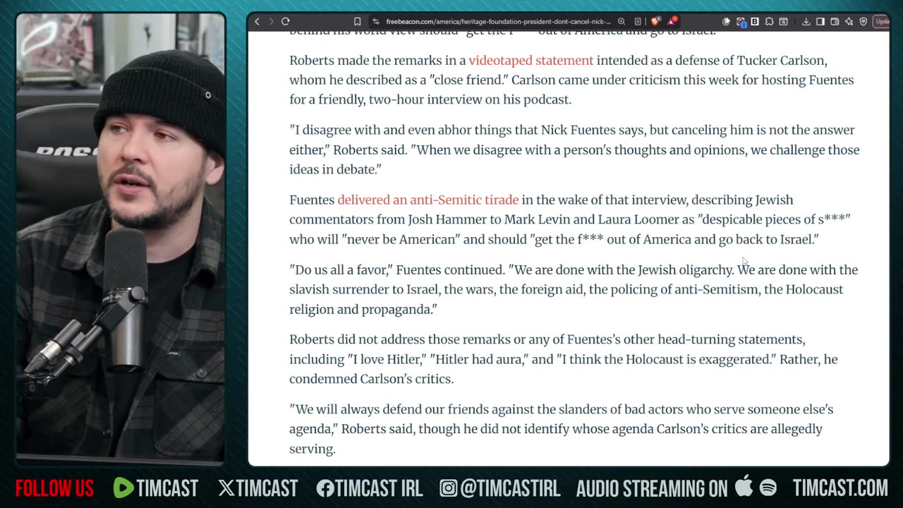 Conservatives LOSE IT Over Nick Fuentes Tucker Interview, Heritage DEFENDS Tucker | Tim Pool