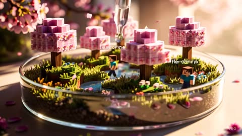 Growing a Minecraft Cherry Blossom and End Biome in a Dish ASMR