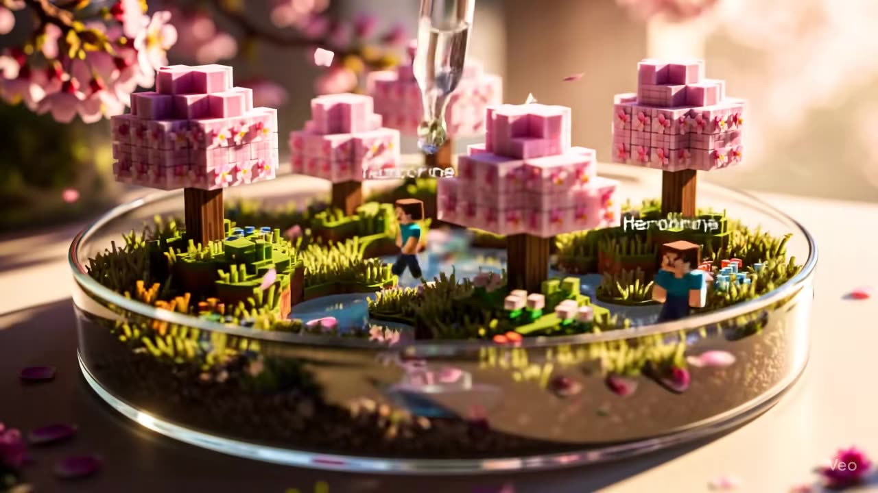 Growing a Minecraft Cherry Blossom and End Biome in a Dish ASMR