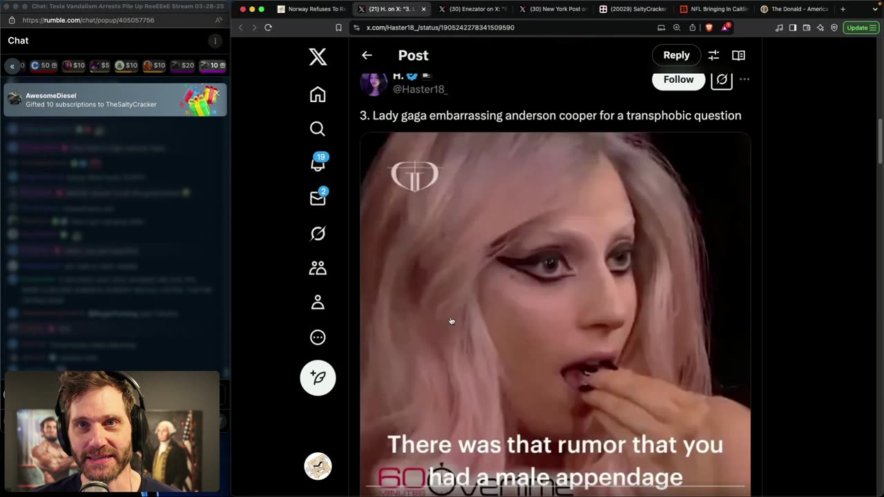 TheSaltyCracker 3/28/25: Tesla Vandalism Pile Up ReeEE Stream.......