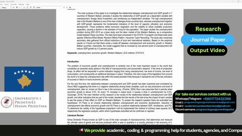 Student Work(Research Journal) | MSc Economics – Western Balkans GDP & Unemployment Trends | UofP