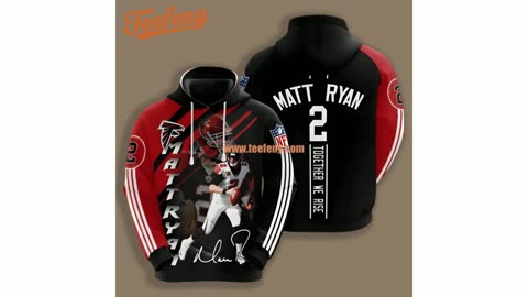 Atlanta Falcons Matt Ryan Player Black 3D Zip Up Hoodie
