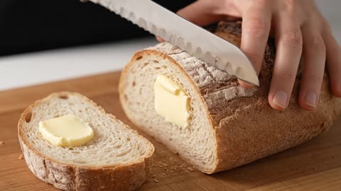 Bread slicing ASMR