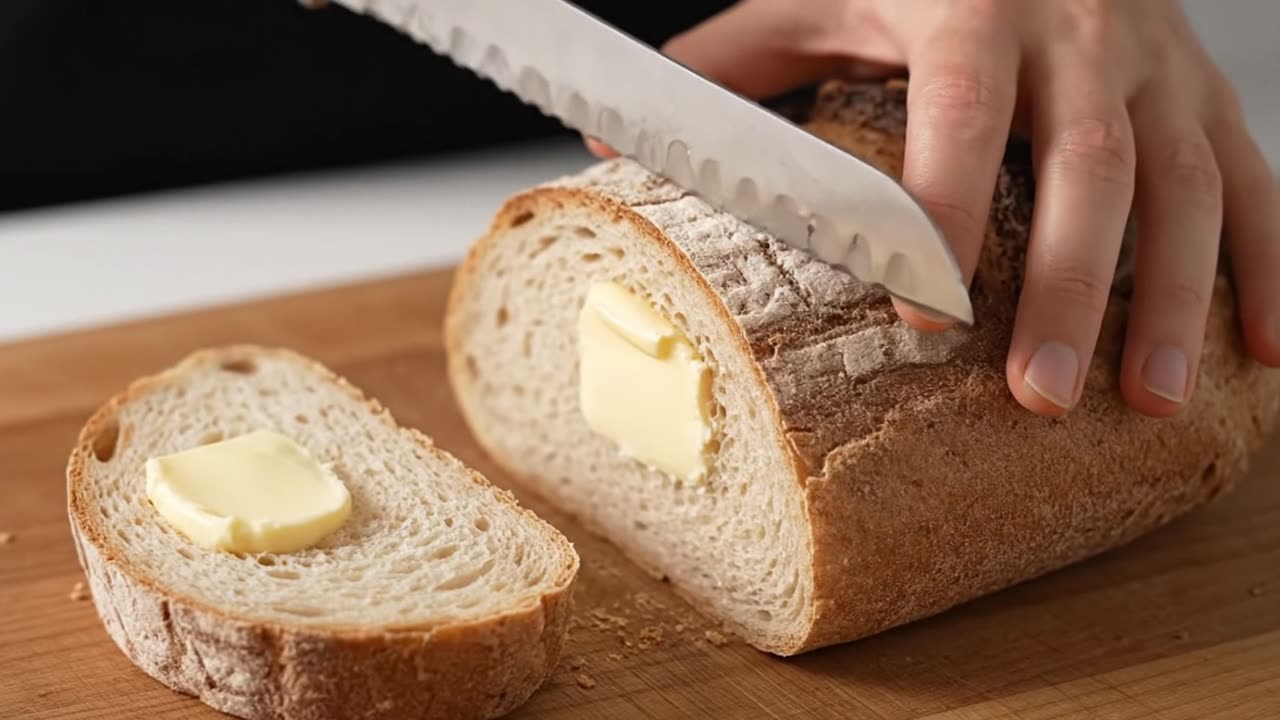 Bread slicing ASMR