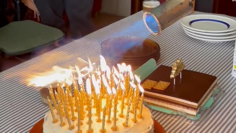 Lighting Birthday Candles With an XXL Blowtorch