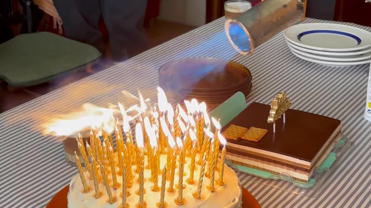 Lighting Birthday Candles With an XXL Blowtorch