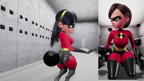 Incredibles Elastigirl and Violet Being Hit By Goo Balls