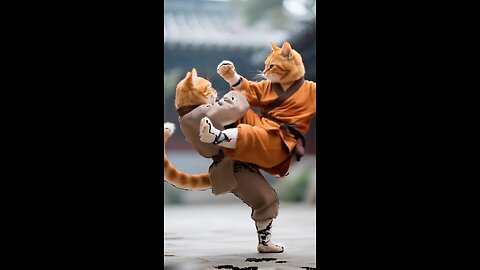 Two cats Kung-fu fight