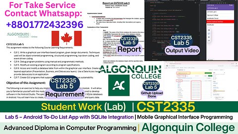 Client Work (lab) | CST2335 Lab 5 Android To-Do App with SQLite | Algonquin College