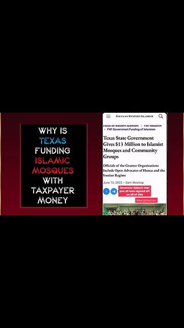 🕌 Texas FUNDS Islamists: Millions of Taxpayer Dollars to Build Mosques