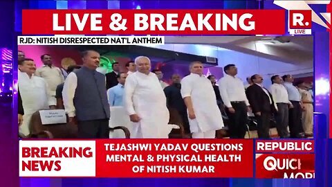 RJD Leader Tejashwi Yadav Shares Video Of Nitish Kumar Disrespecting The National Anthem