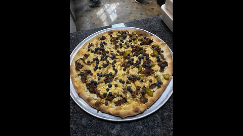 Texas BBQ pizza with blueberries