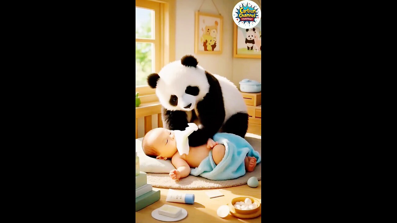 Ai video The bear found a baby 👼👼 in the forest and is raising it. Ai tools earn money