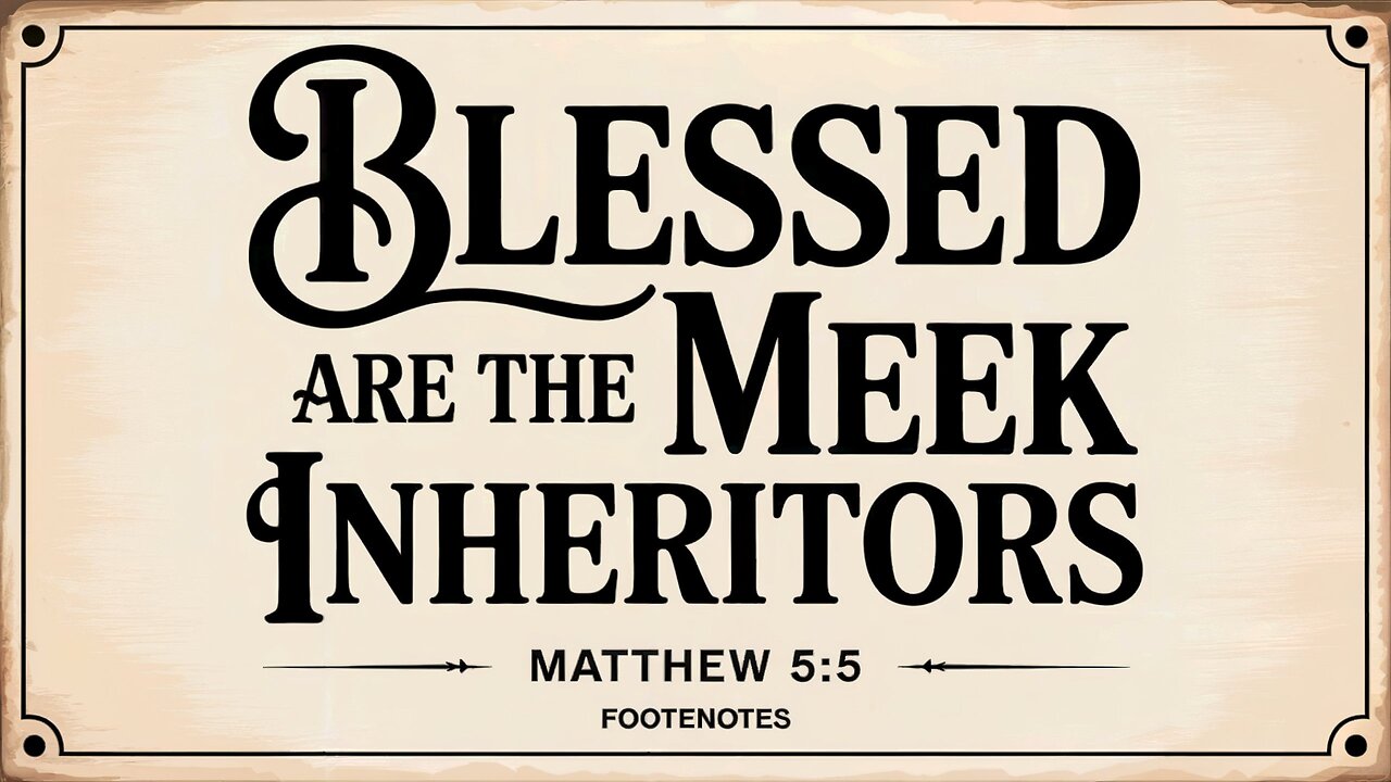 Blessed are the Meek Inheritors. Matthew 5:5
