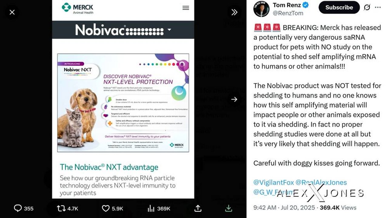 BREAKING: Merck's Dangerous New saRNA 'Vaccine' For Pets Has Had NO STUDY For Potential Shedding