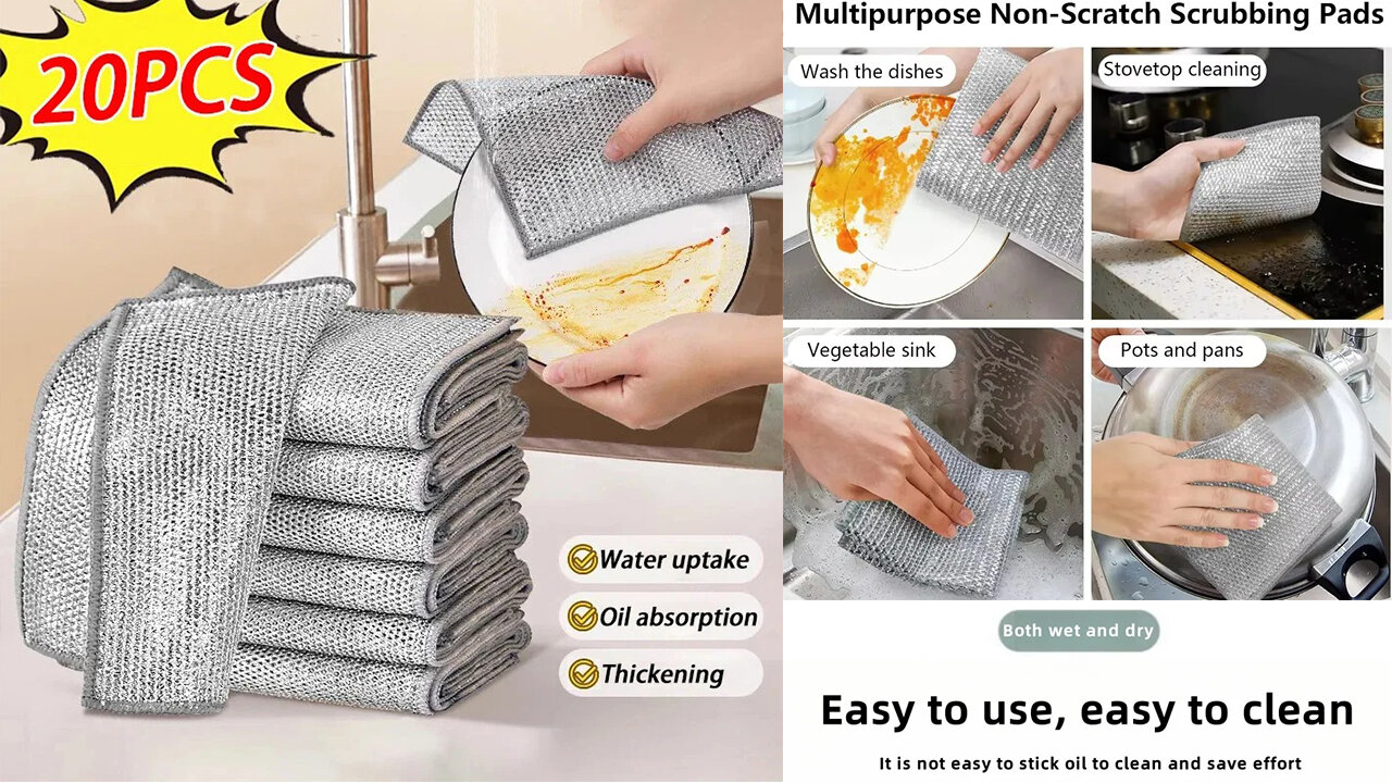Magic Cleaning Cloths | Thickened Steel Wire Rags for Kitchen & Dishwashing