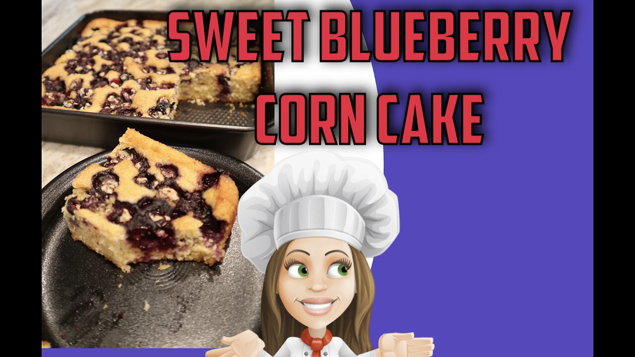 Sweet Blueberry Corn Cake made with Fresh Milled Flour and Fresh Milled Corn