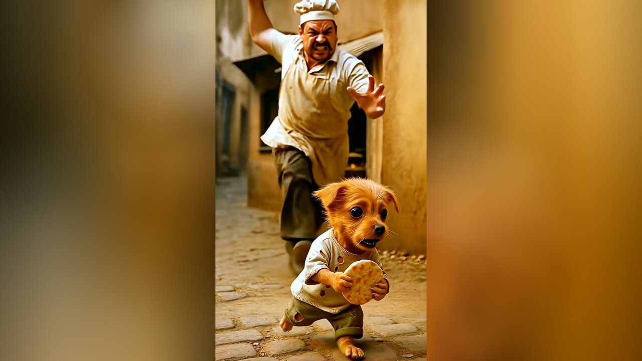The poor puppy didn't have bread so, his rich friends making fun of him