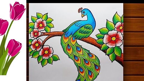 peacock drawing easy ||Peacock Scenery Drawing ||How to Draw Peacock for Beginners ||Peacock Drawing