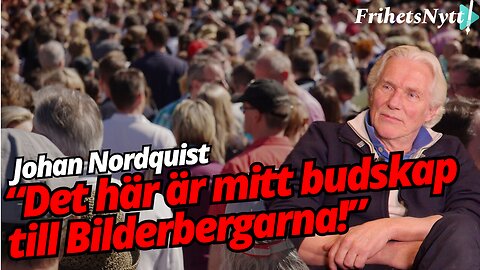 Johan Nordquist talar på demonstrationen mot Bilderbergmötet 14 juni