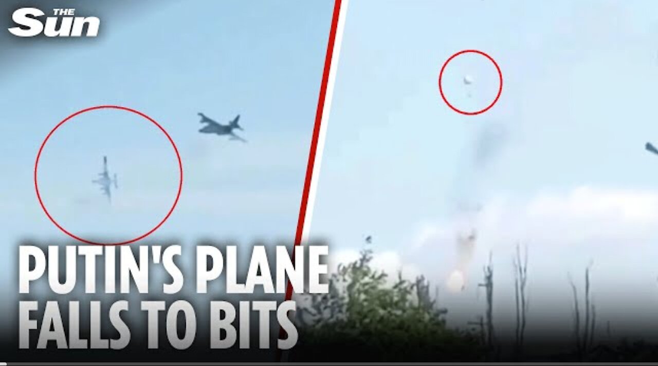 Moment Russian warplane breaks-up in mid-air as pilot frantically tries to eject