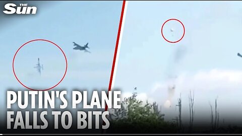 Moment Russian warplane breaks-up in mid-air as pilot frantically tries to eject