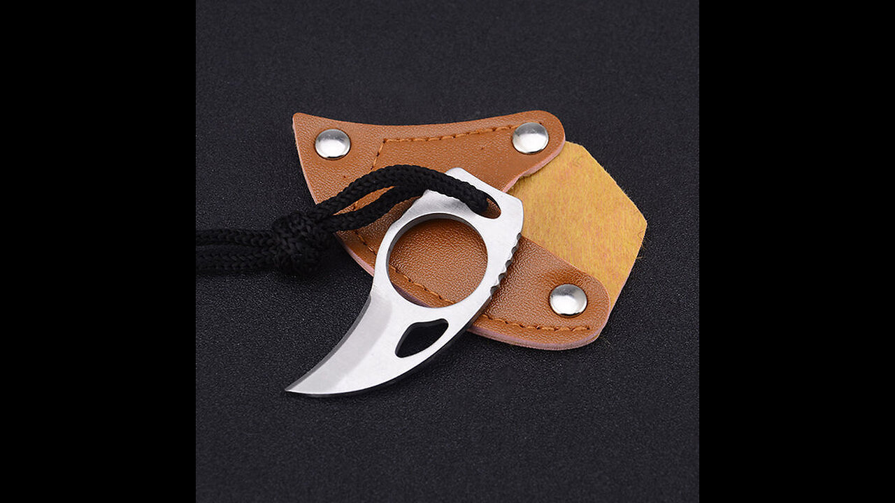 Mini Pocket Finger Claw Knife With Leather Sheath For Camping, Hunting & Outdoor
