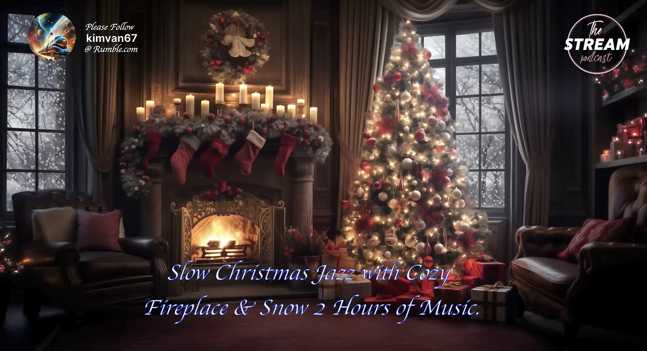 Slow Christmas Jazz with Cozy Fireplace & Snow 2 Hours of Music.