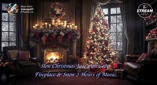 Slow Christmas Jazz with Cozy Fireplace & Snow 2 Hours of Music.