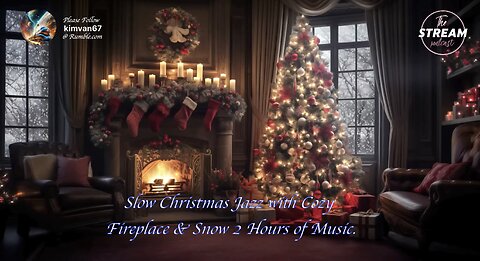 Slow Christmas Jazz with Cozy Fireplace & Snow 2 Hours of Music.