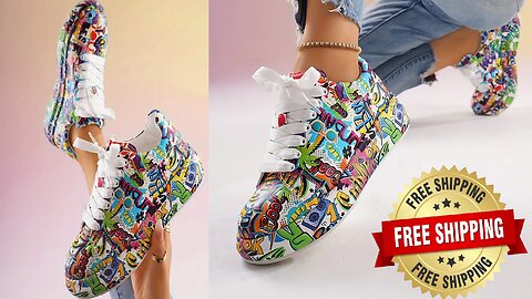 Review about this Unisex Graffiti Low-Top Sneakers with Thick Cushioned Sole for women