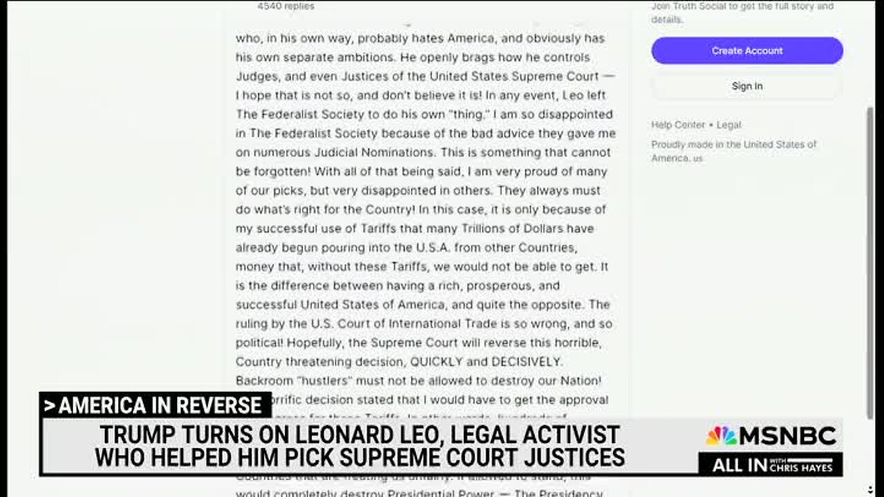 Conway: Trump Was Angry in 2020 Because His Appointed Justices, Suggested by Leonard Leo, Failed to Assist in His Coup