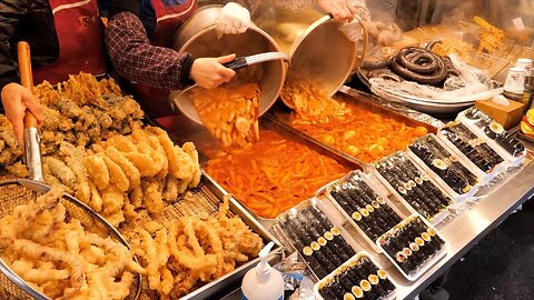 amazing scene! Korea's top 10 street food, Tteokbokki, whole chicken, fish cake
