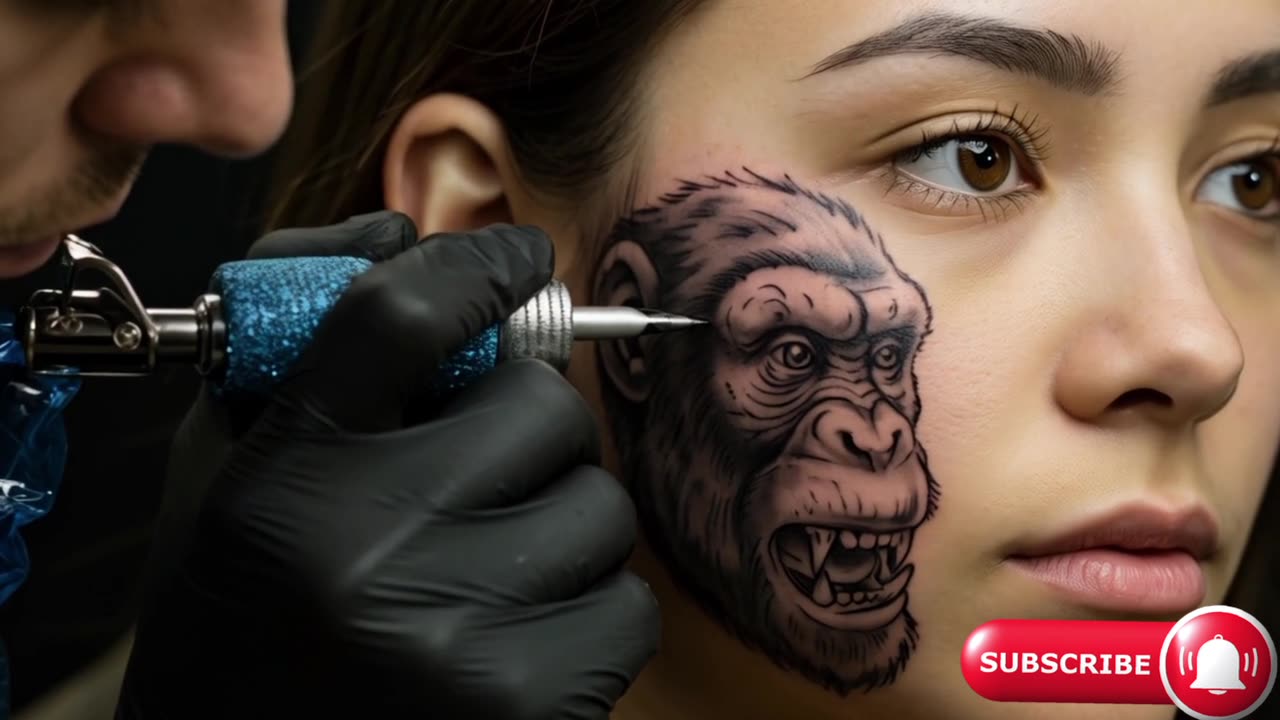 tattoo on face monkey