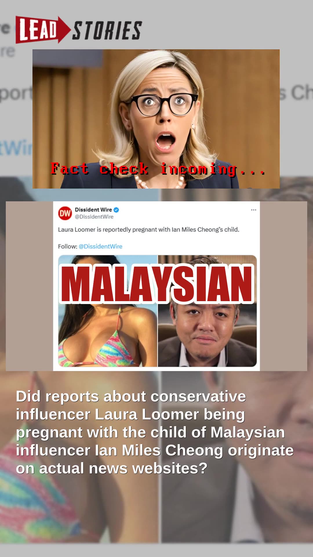 Fact Check: Parody Post Said Laura Loomer Pregnant With Ian Miles Cheongs Baby -- NO News Reports