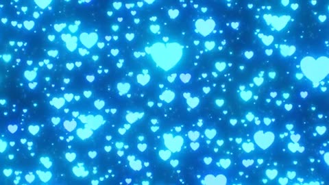 Night Bed Time Glowing Blue Heart Shapes Slowly Raining Falling Down 4K 60fps Wallpaper Background
